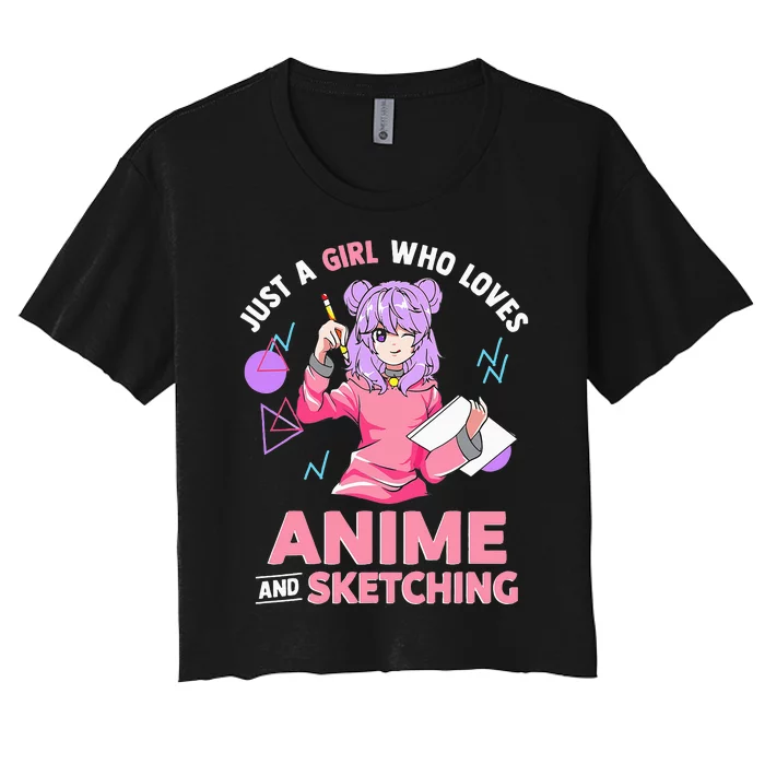 Just A Girl Who Loves Anime And Sketching Short Sleeve Women's Crop Top Tee