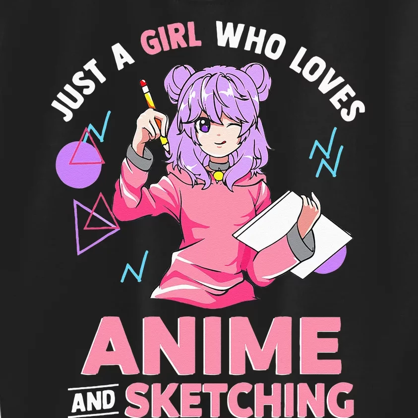 Just A Girl Who Loves Anime And Sketching Short Sleeve Kids Sweatshirt