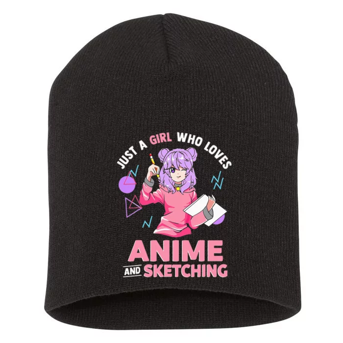 Just A Girl Who Loves Anime And Sketching Short Sleeve Short Acrylic Beanie