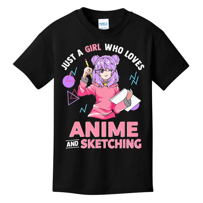 Just A Girl Who Loves Anime And Sketching Short Sleeve Kids T-Shirt