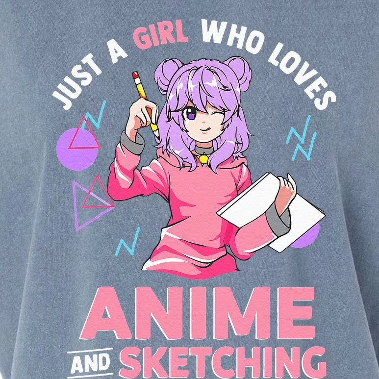 Just A Girl Who Loves Anime And Sketching Short Sleeve Garment-Dyed Women's Muscle Tee