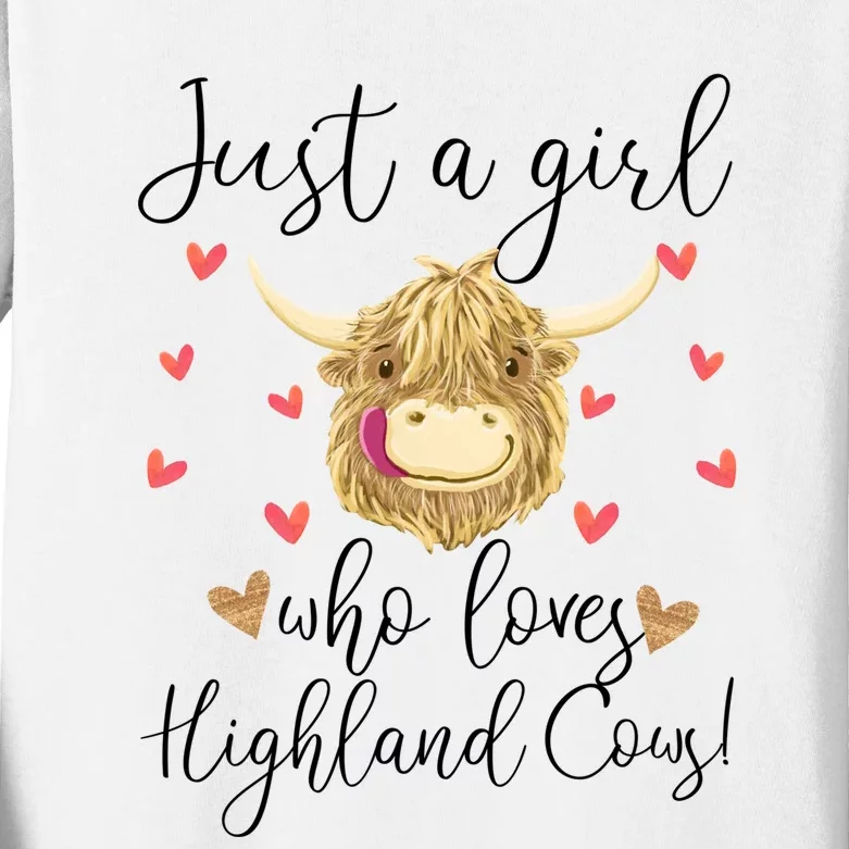 Just A Girl Who Loves Highland Cows Kids Long Sleeve Shirt