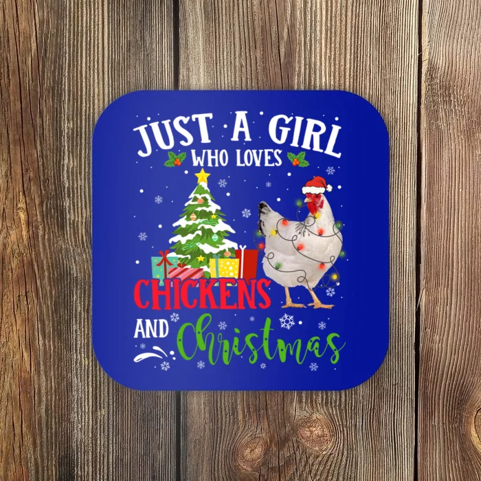 Just A Girl Who Loves Chicken And Christmas Buffalo Chicken Gift Coaster