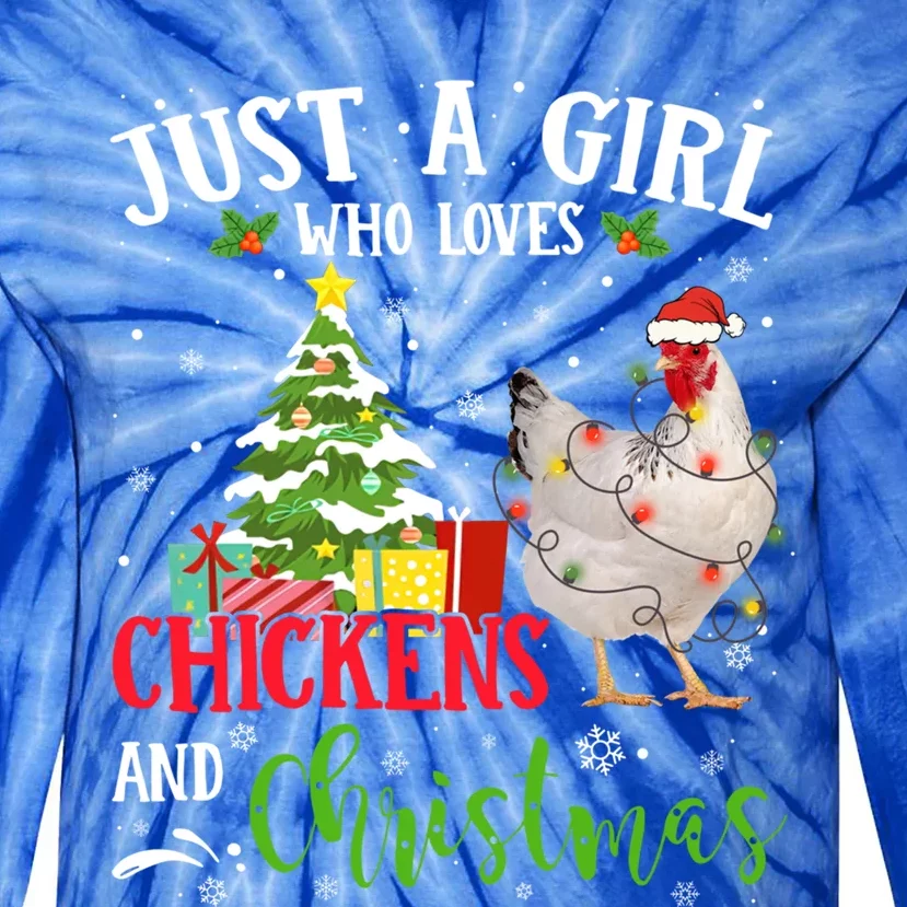 Just A Girl Who Loves Chicken And Christmas Buffalo Chicken Gift Tie-Dye Long Sleeve Shirt