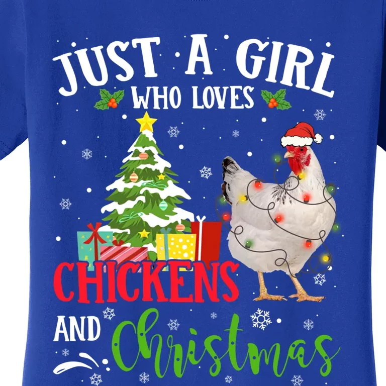 Just A Girl Who Loves Chicken And Christmas Buffalo Chicken Gift Women's T-Shirt