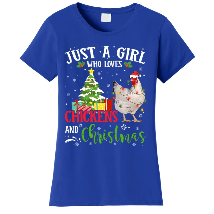 Just A Girl Who Loves Chicken And Christmas Buffalo Chicken Gift Women's T-Shirt