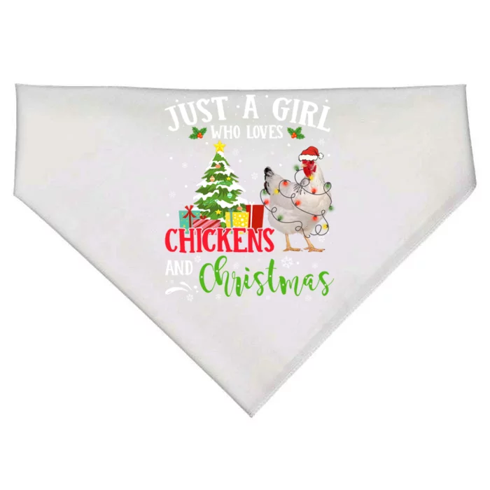 Just A Girl Who Loves Chicken And Christmas Buffalo Chicken Gift USA-Made Doggie Bandana