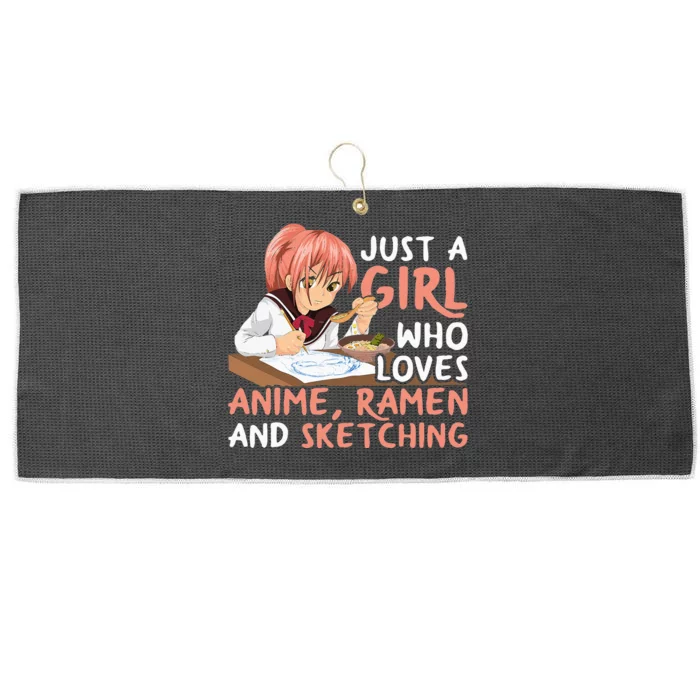 Just A Girl Who Loves Anime Ramen And Sketching Japan Anime Large Microfiber Waffle Golf Towel