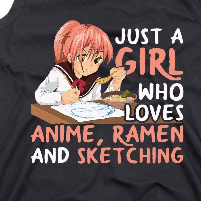 Just A Girl Who Loves Anime Ramen And Sketching Japan Anime Tank Top