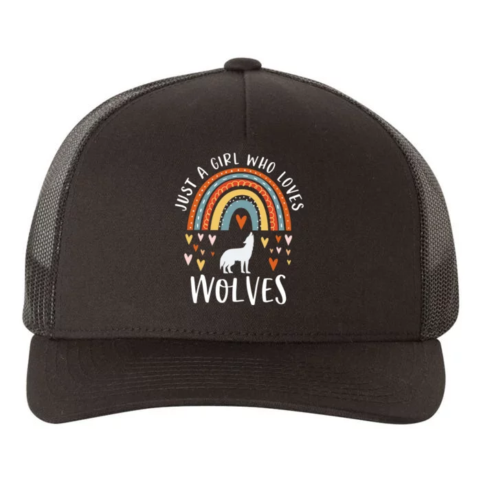 Just A Girl Who Loves Wolves Rainbow Gifts For Wolf Lover Yupoong Adult 5-Panel Trucker Hat