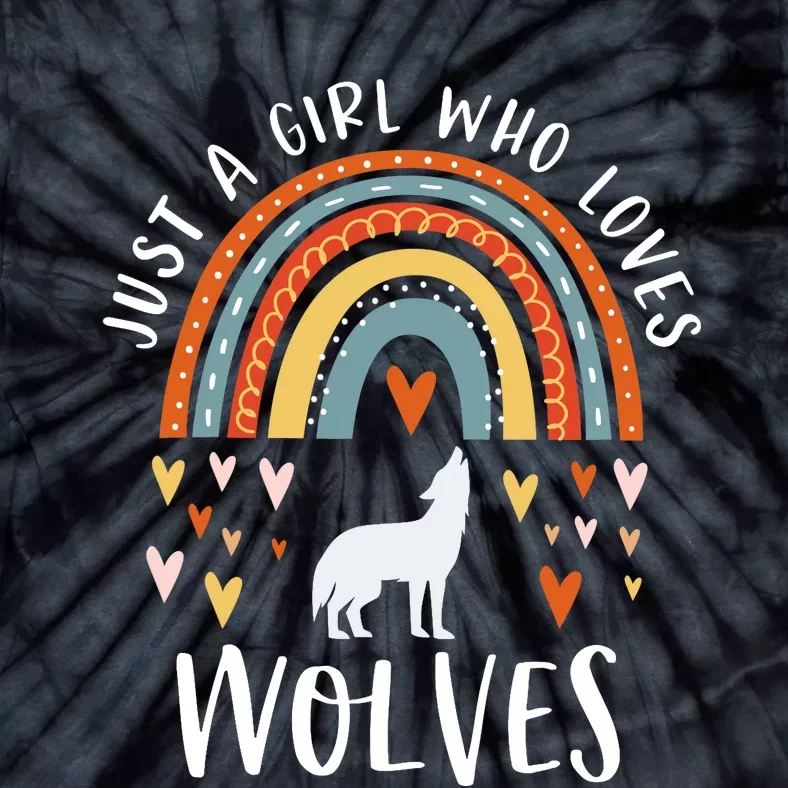 Just A Girl Who Loves Wolves Rainbow Gifts For Wolf Lover Tie-Dye T-Shirt