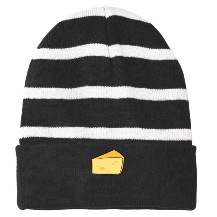 Just A Girl Who Loves Parmesan Cheese Striped Beanie with Solid Band