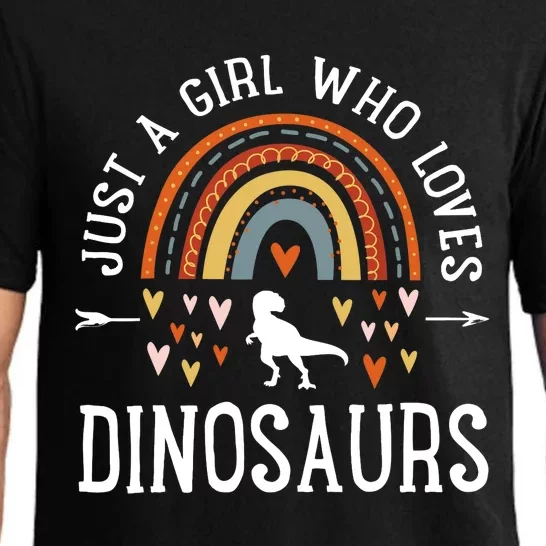 Just A Girl Who Loves Dinosaurs Rainbow Gifts For Dino Lover Pajama Set