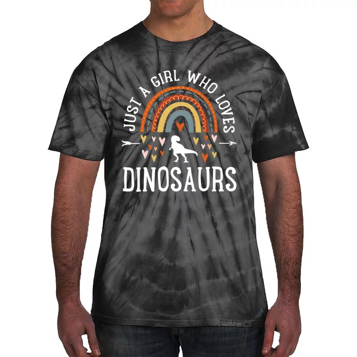 Just A Girl Who Loves Dinosaurs Rainbow Gifts For Dino Lover Tie-Dye T-Shirt