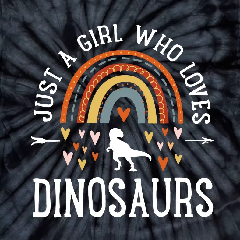 Just A Girl Who Loves Dinosaurs Rainbow Gifts For Dino Lover Tie-Dye T-Shirt