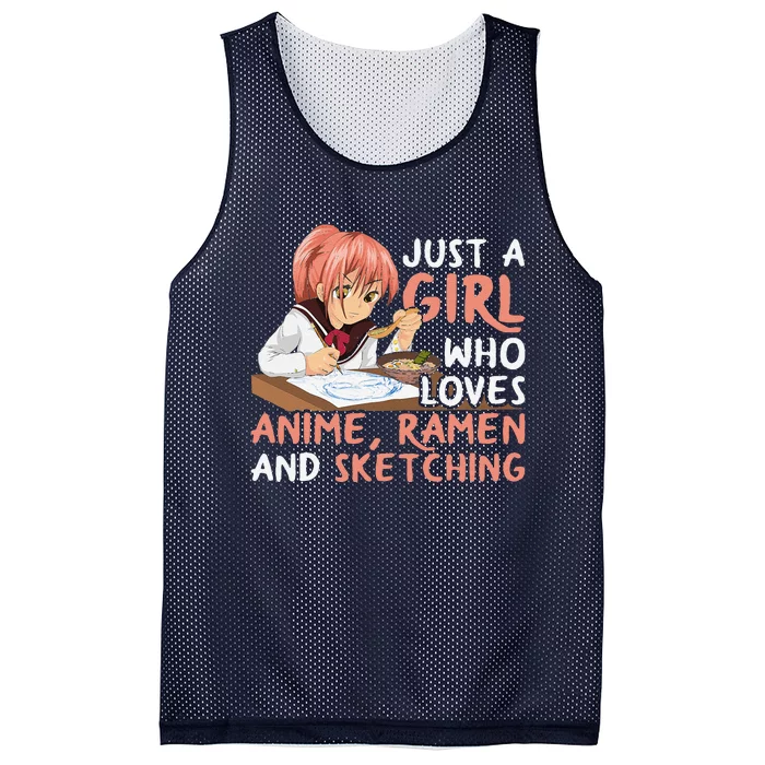 Just A Girl Who Loves Anime Ramen And Sketching Japan Anime Mesh Reversible Basketball Jersey Tank