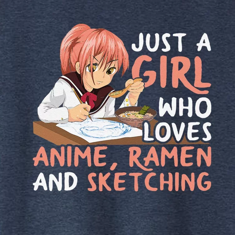 Just A Girl Who Loves Anime Ramen And Sketching Japan Anime Women's Crop Top Tee