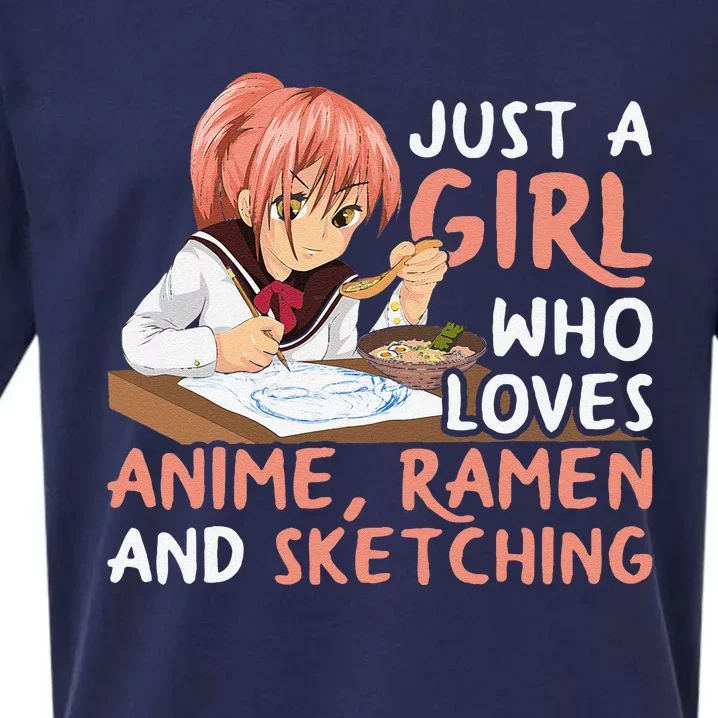 Just A Girl Who Loves Anime Ramen And Sketching Japan Anime Sueded Cloud Jersey T-Shirt