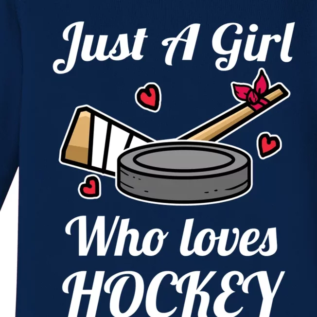 Just A Girl Who Loves Hockey Ice Hockey Girl Jersey Gift Baby Long Sleeve Bodysuit