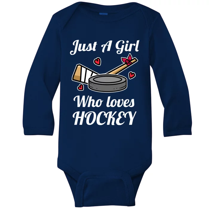 Just A Girl Who Loves Hockey Ice Hockey Girl Jersey Gift Baby Long Sleeve Bodysuit