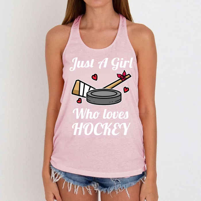 Just A Girl Who Loves Hockey Ice Hockey Girl Jersey Gift Women's Knotted Racerback Tank