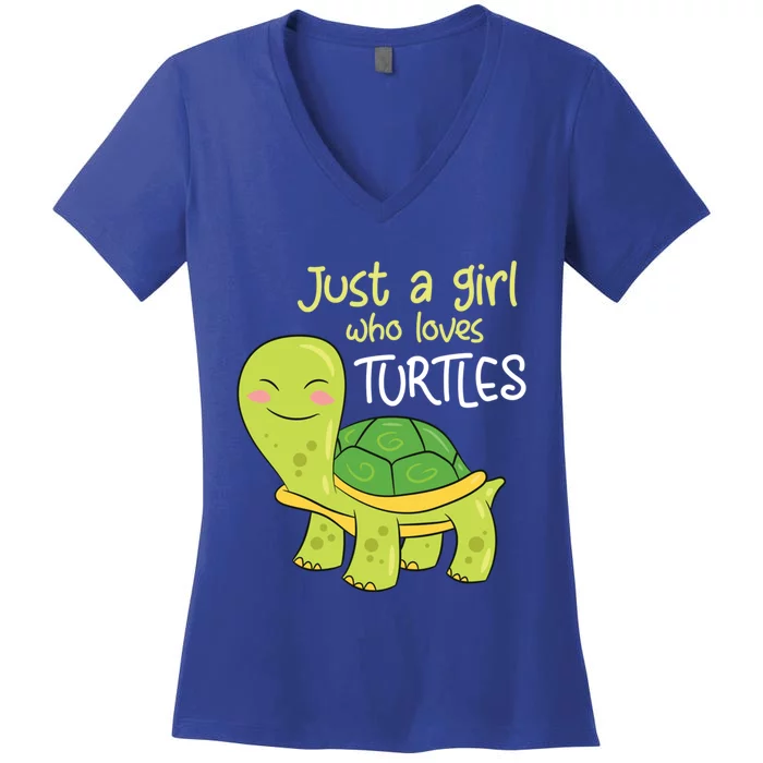 Just A Girl Who Loves Turtles Sea Turtle Girl Gift Women's V-Neck T-Shirt