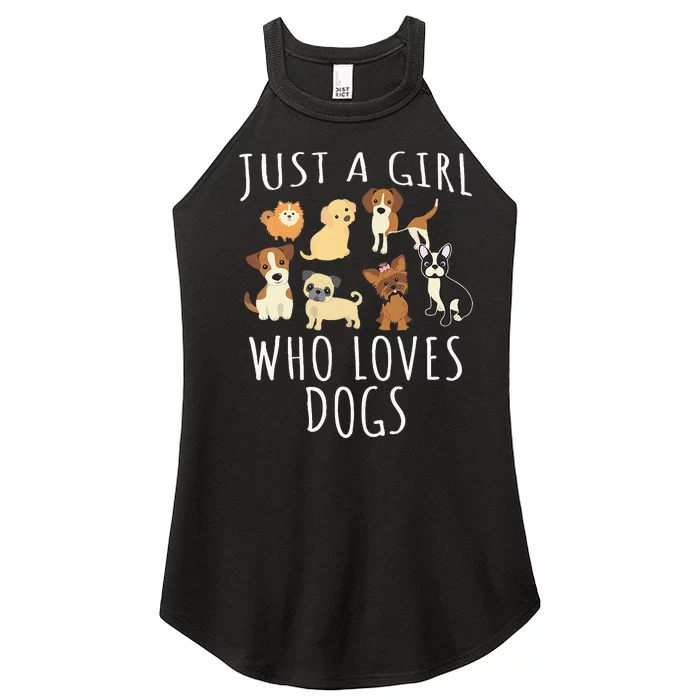 Just A Girl Who Loves Dogs Funny Puppy Women’s Perfect Tri Rocker Tank