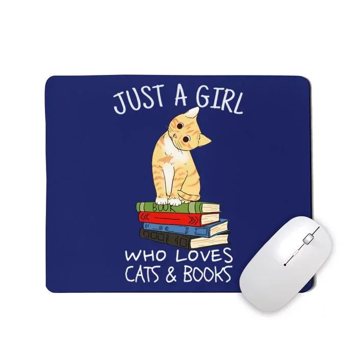 Just A Girl Who Loves Books And Cats Funny Reading Mousepad