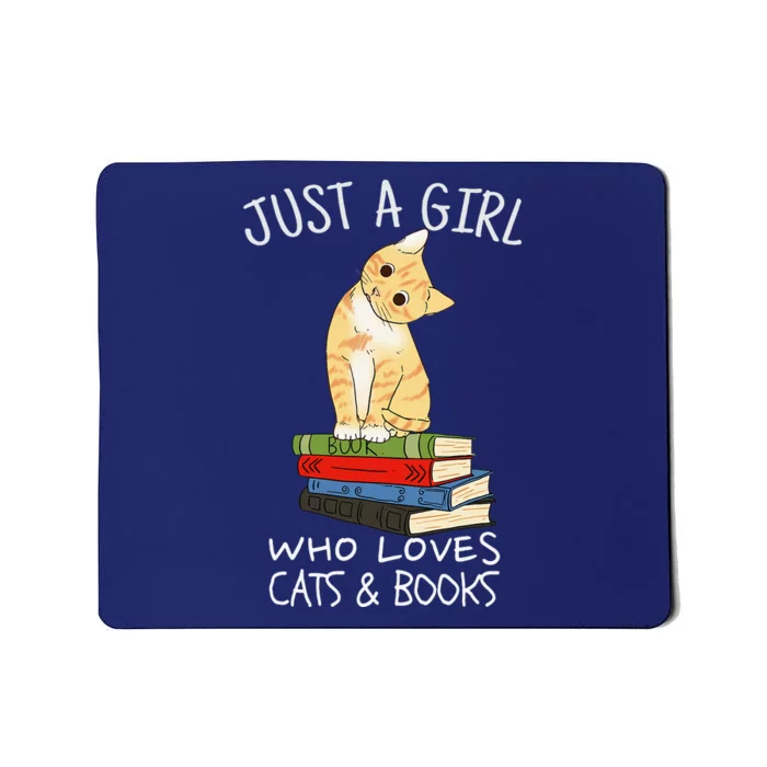 Just A Girl Who Loves Books And Cats Funny Reading Mousepad