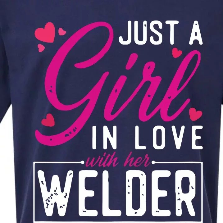 Just A Girl In Love With Her Welder Cute Welders Wife Sueded Cloud Jersey T-Shirt