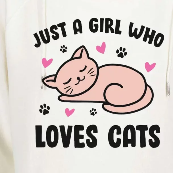 Just A Girl Who Loves Cats Womens Funnel Neck Pullover Hood