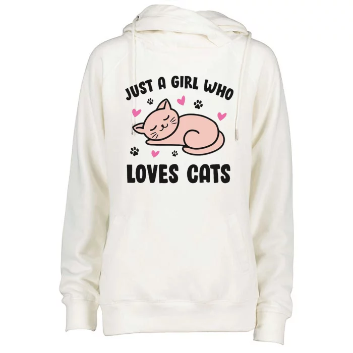 Just A Girl Who Loves Cats Womens Funnel Neck Pullover Hood