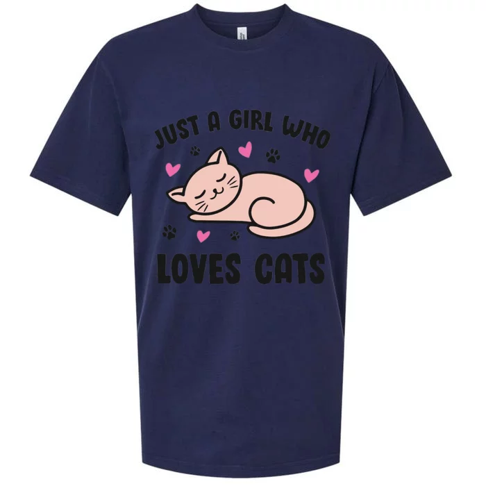 Just A Girl Who Loves Cats Sueded Cloud Jersey T-Shirt