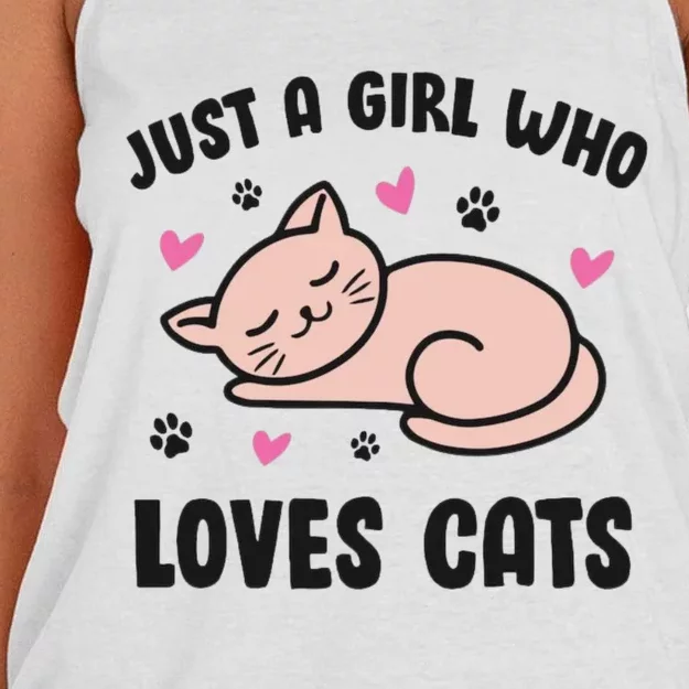 Just A Girl Who Loves Cats Women's Knotted Racerback Tank