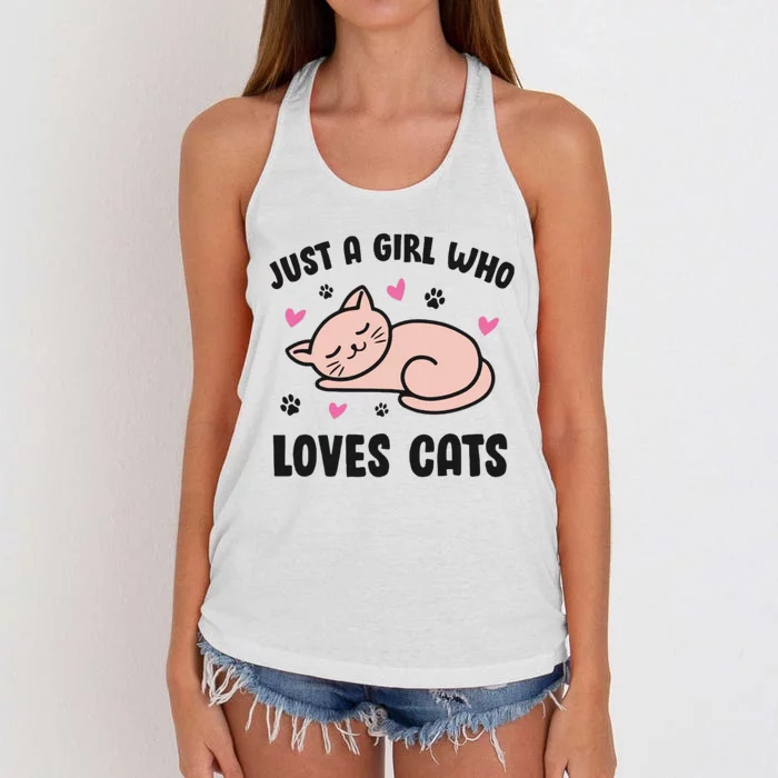 Just A Girl Who Loves Cats Women's Knotted Racerback Tank