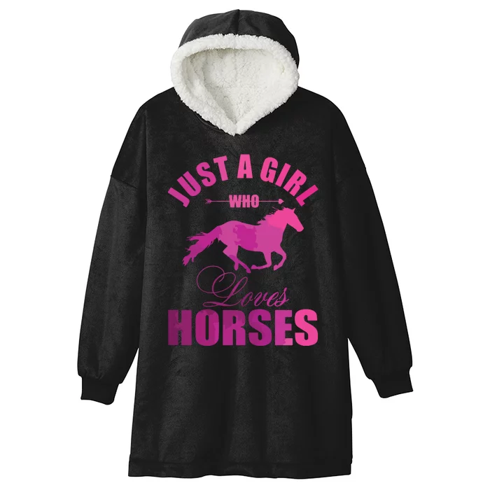 Just A Girl Who Loves Horses Watercolor Horse Hooded Wearable Blanket