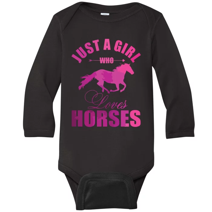 Just A Girl Who Loves Horses Watercolor Horse Baby Long Sleeve Bodysuit