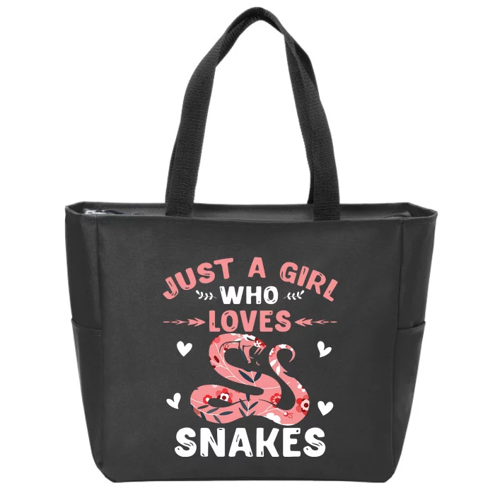 Just A Girl Who Loves Snakes Animal Snake Lover Zip Tote Bag