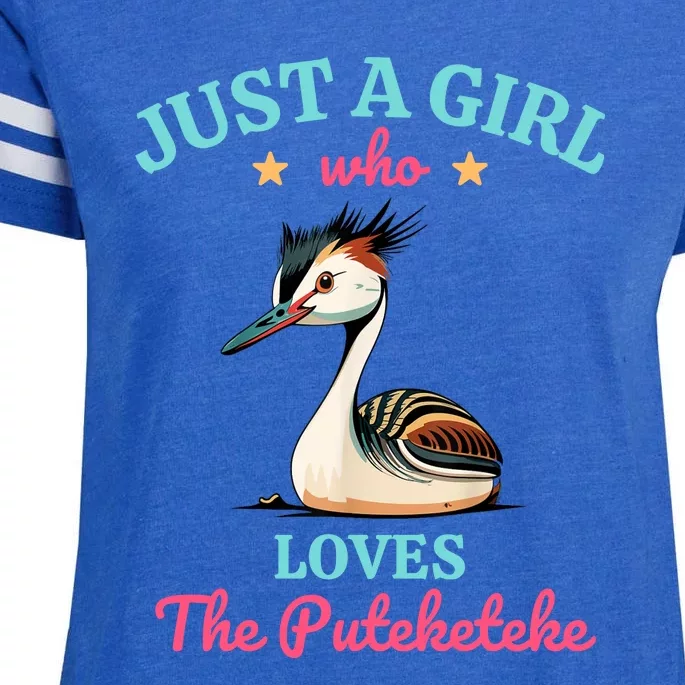 Just A Girl Who Loves The Puteketeke Great Crested Grebe Enza Ladies Jersey Football T-Shirt