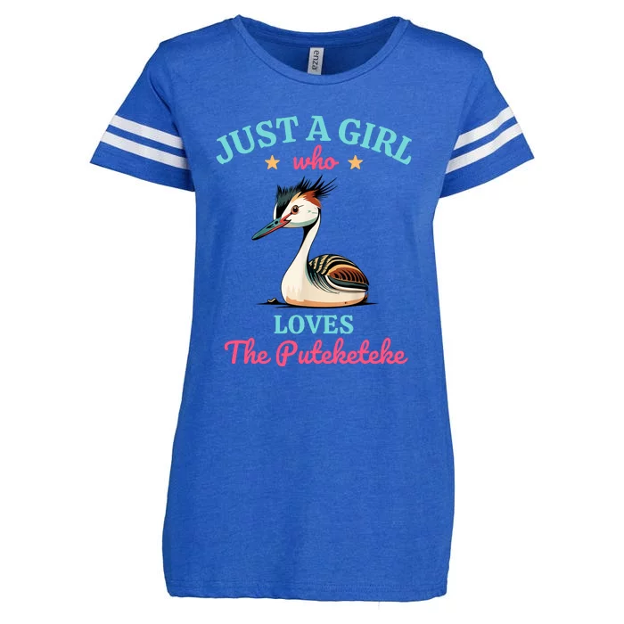 Just A Girl Who Loves The Puteketeke Great Crested Grebe Enza Ladies Jersey Football T-Shirt