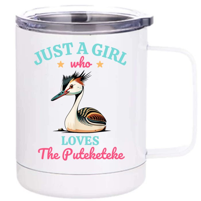 Just A Girl Who Loves The Puteketeke Great Crested Grebe Front & Back 12oz Stainless Steel Tumbler Cup