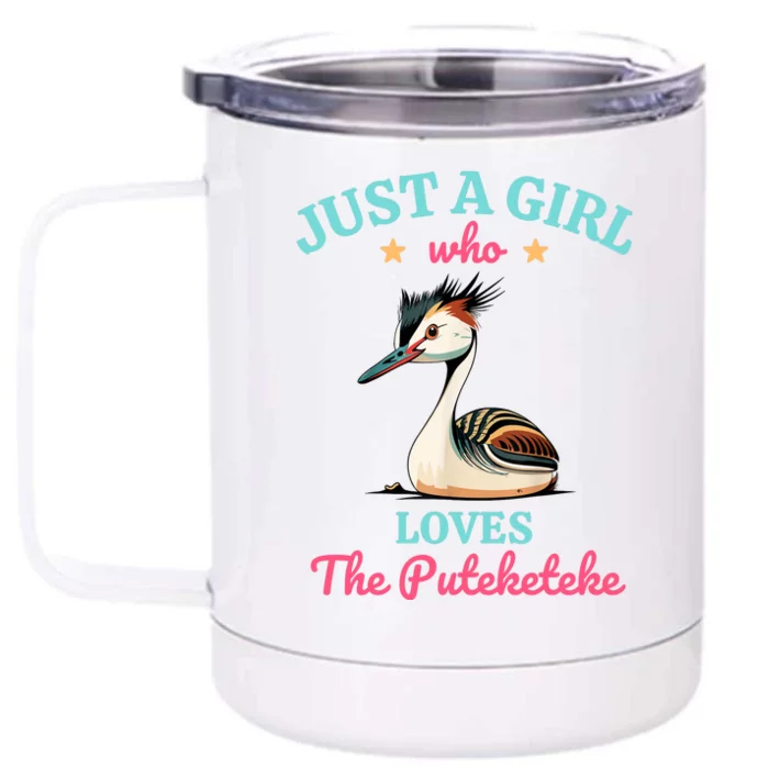 Just A Girl Who Loves The Puteketeke Great Crested Grebe Front & Back 12oz Stainless Steel Tumbler Cup