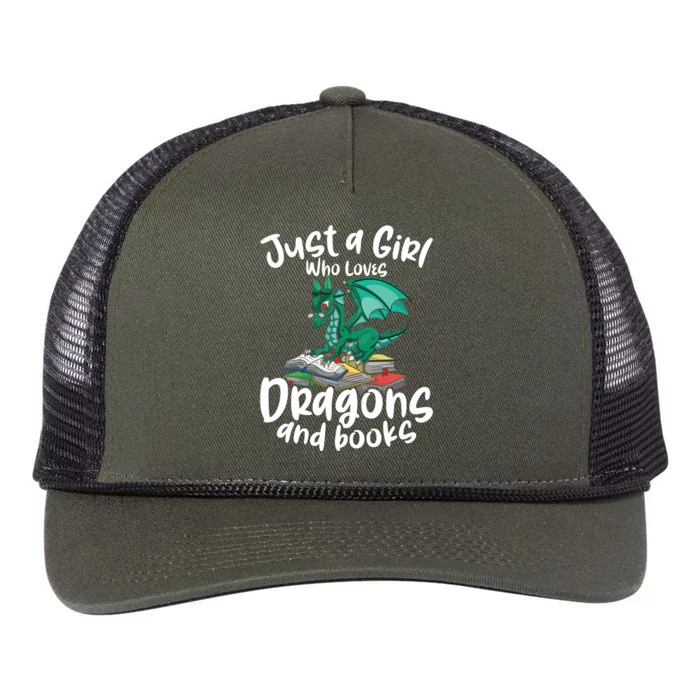 Just A Girl Who Loves Dragons And Books Reading Dragon Retro Rope Trucker Hat Cap