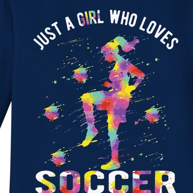 Just A Girl Who Loves Soccer Baby Long Sleeve Bodysuit