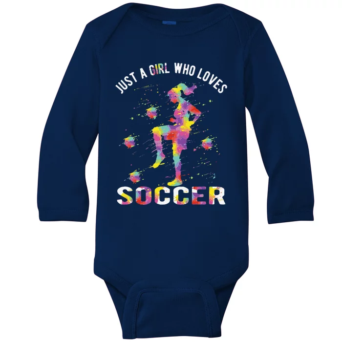 Just A Girl Who Loves Soccer Baby Long Sleeve Bodysuit