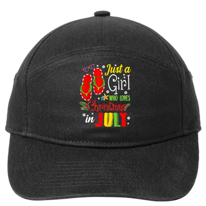 Just A Girl Who Loves Christmas In July Summer Vacation Gift 7-Panel Snapback Hat