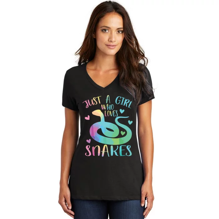 Just A Girl Who Loves Snakes Cute Snake Themed Lover Girl Women's V-Neck T-Shirt