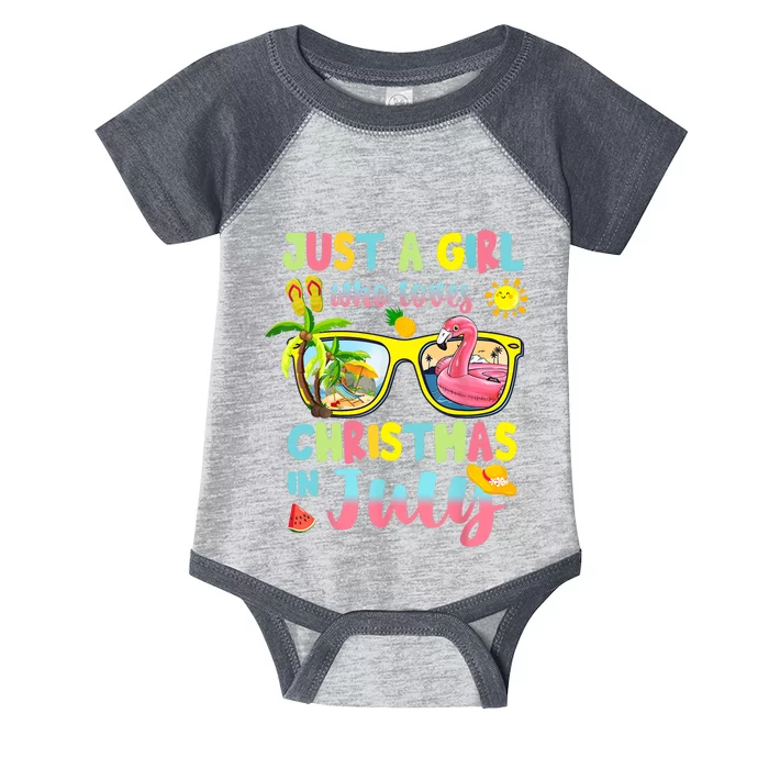 Just A Girl Who Loves Christmas In July Summer Wo Infant Baby Jersey Bodysuit