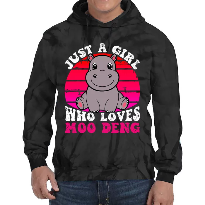 Just A Girl Who Loves Moo Deng Cute Baby Hippo Quote Tie Dye Hoodie