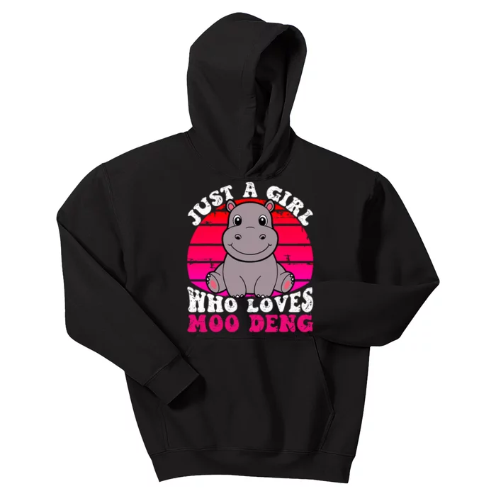 Just A Girl Who Loves Moo Deng Cute Baby Hippo Quote Kids Hoodie